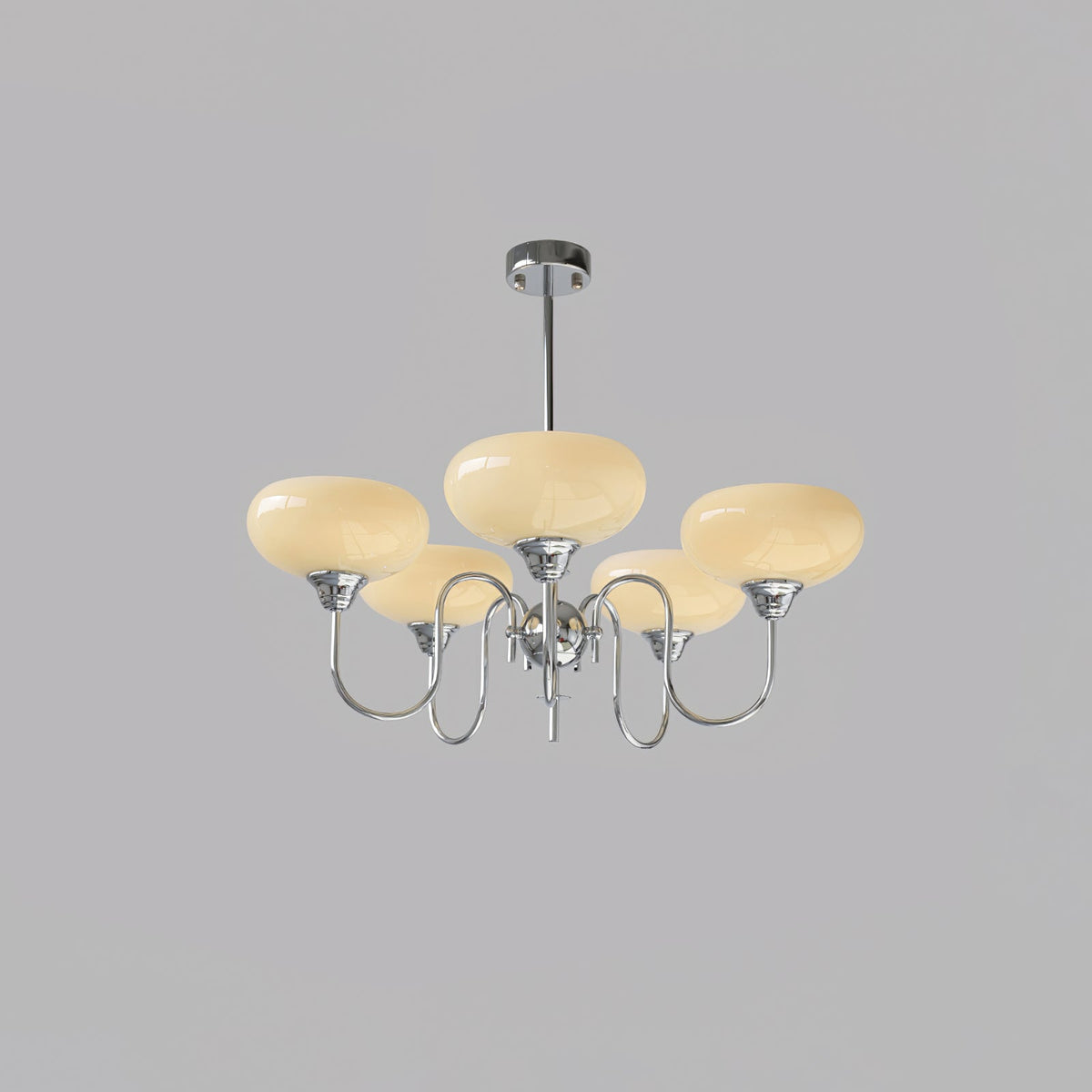 Creamy Persimmon Chandelier 5 Lamps ? 27.6″ x H 18.1″ / Dia 70cm x H 46cm / Chrome & Creamy yellow Chandelier