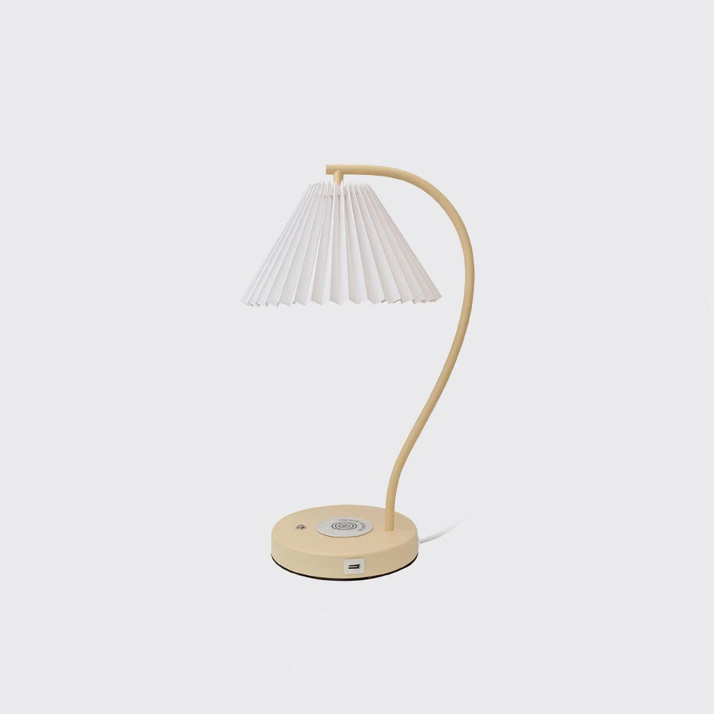 Crescini Pleated Table Lamp ∅ 11.4″ x H 18.5″/ Dia 29cm x H 47cm / Cream & White / US plug Table lamp