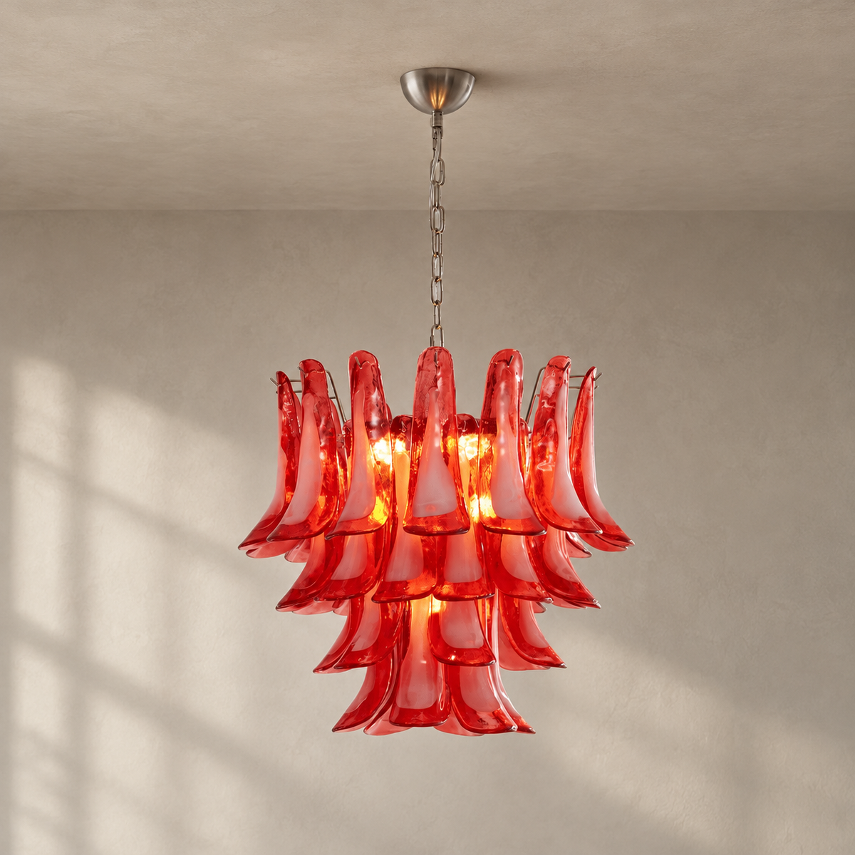 Crimson Glass Petals Chandelier