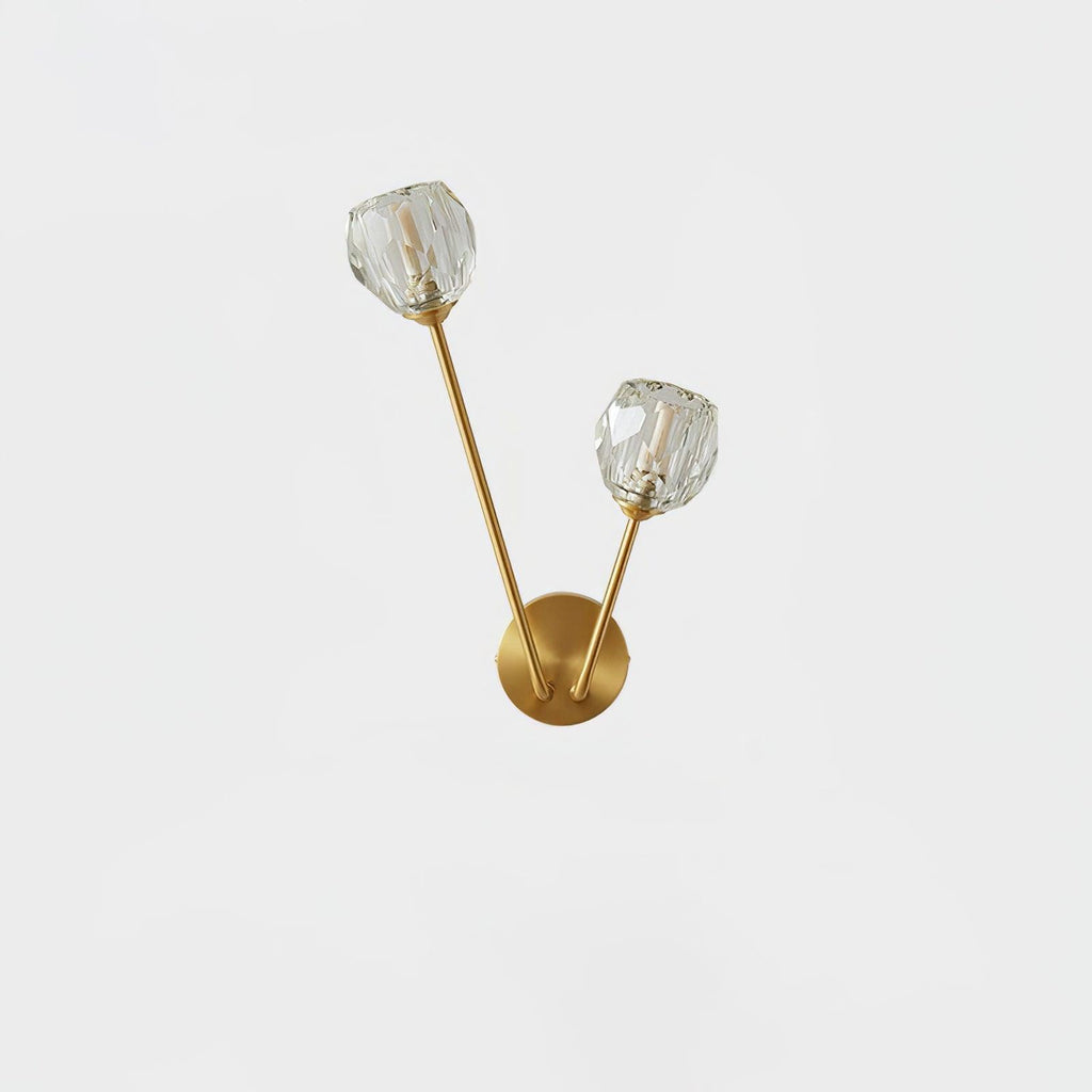 Crystal Branch Wall Light L 14.2″ x H 16.1″ / L 36cm x H 41cm / Brass & Clear Crystal Glass Wall lamp