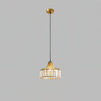 Crystal Drum Pendant Lamp ? 9.8″ x H 9″ / Dia 25cm x H 23cm / Gold & Clear Pendant light