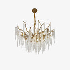 Crystal Icicles Branch Brass Chandelier Chandelier