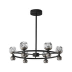 Crystal Nebula Chandelier 6 + 6 heads ∅ 25.6″ x H 7.1″ / Black / Three-Color Changing Light Chandelier