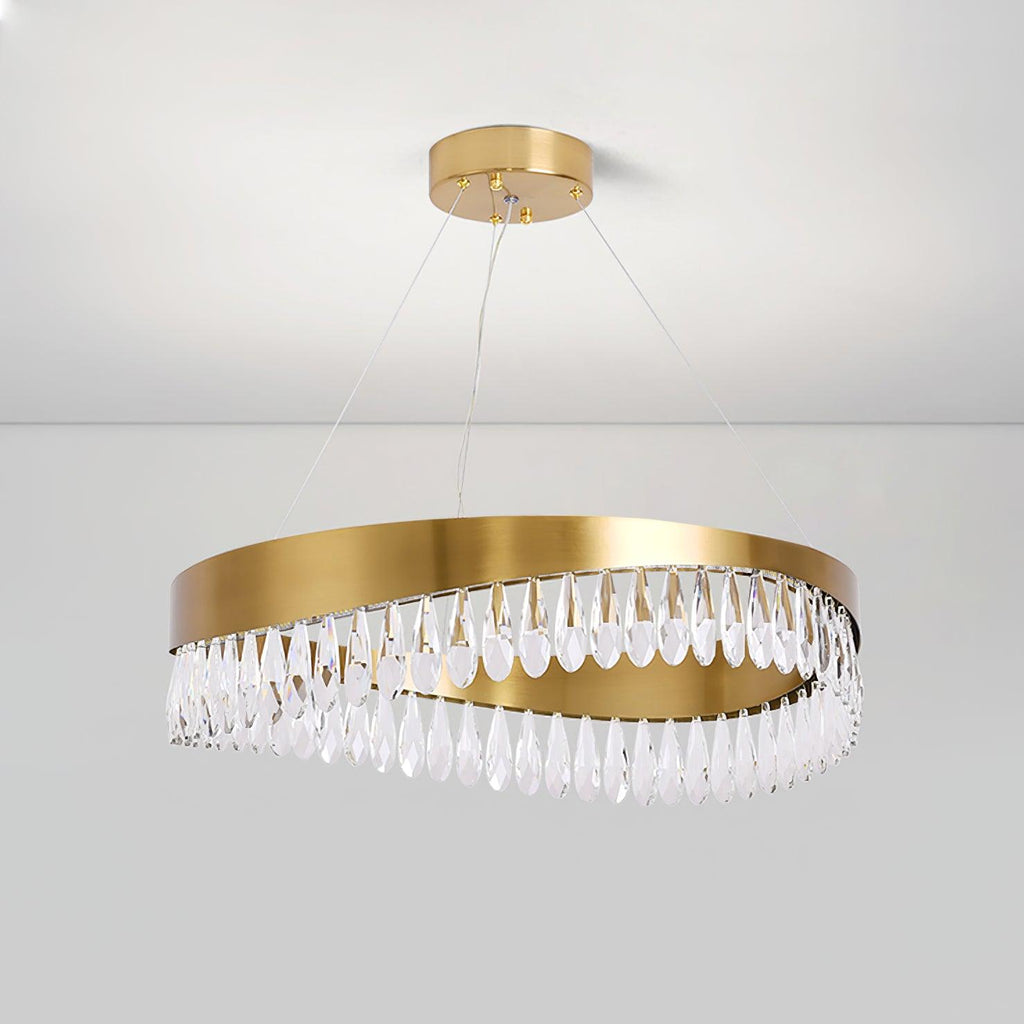 Crystal Sticks Chandelier ∅ 15.7″ x H 9.8″ / Dia 40cm x H 25cm / Copper plated + Clear / Warm Light Chandelier