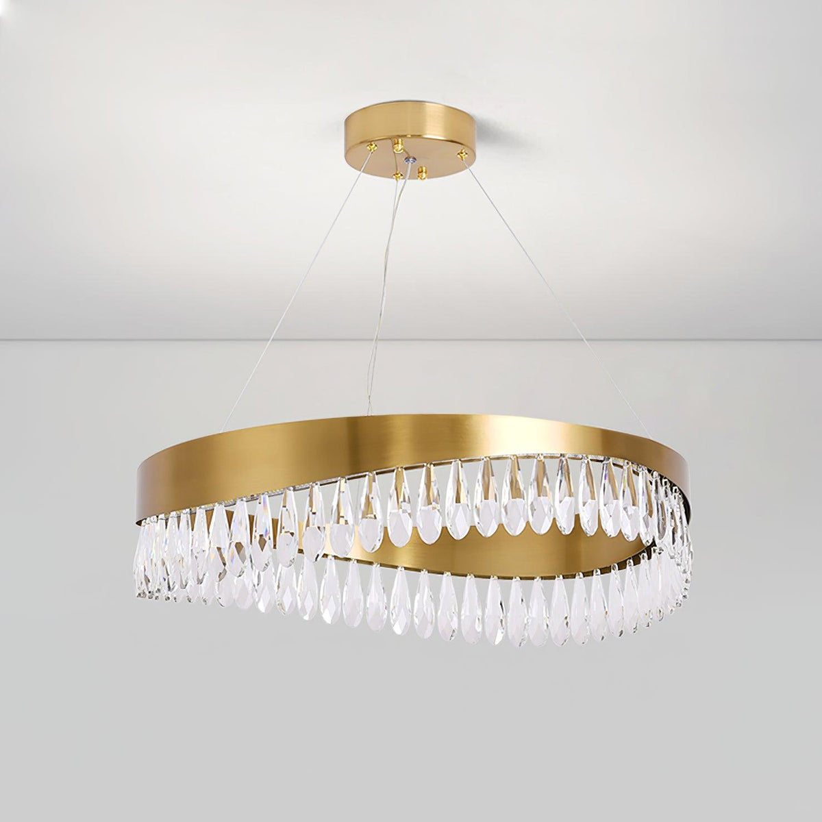 Crystal Sticks Chandelier ∅ 15.7″ x H 9.8″ / Dia 40cm x H 25cm / Copper plated + Clear / Warm Light Chandelier