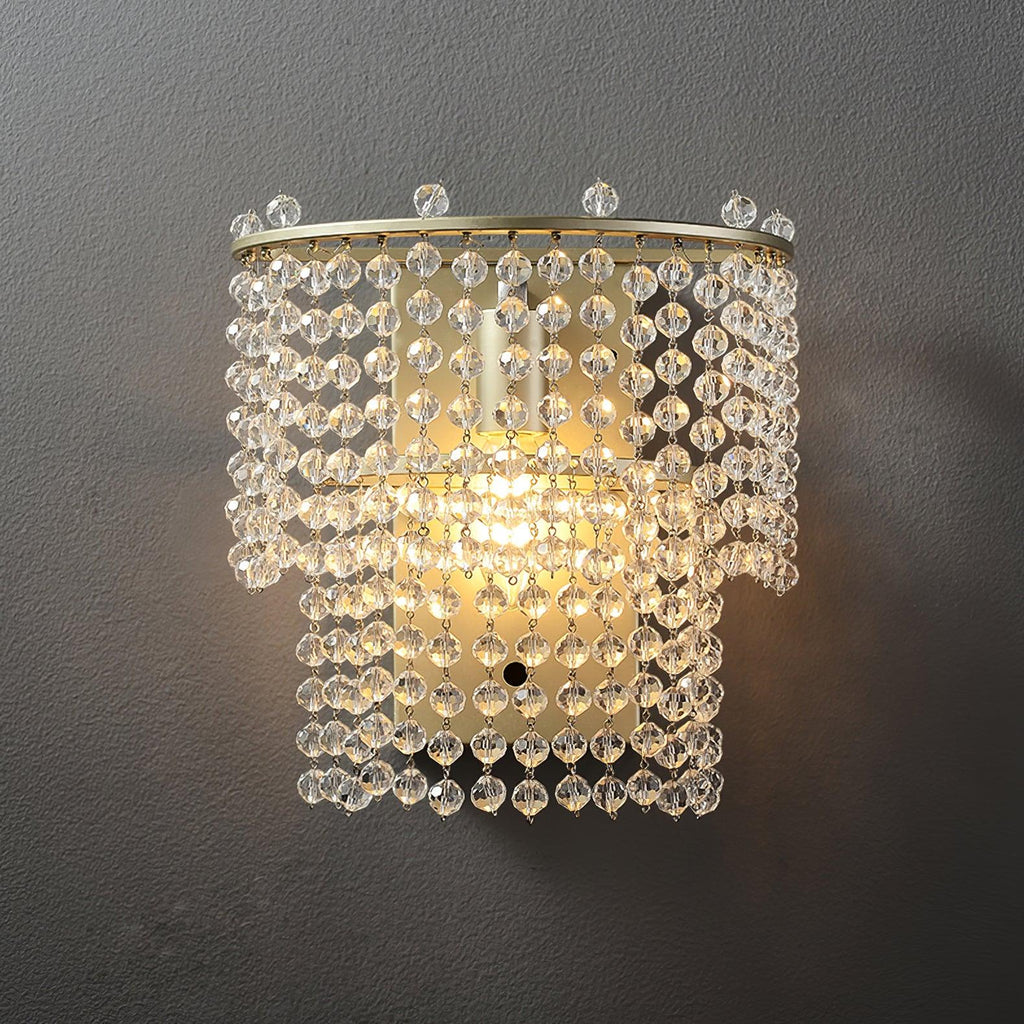 Crystal Waterfall Wall Light W 9.3″ x D 5.7″ x H 13.4″ / W 23.5cm x D 14.5cm x H 34cm / Gold + Clear Wall lamp