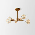 Crystal Ball Round Cluster Chandelier 6heads ? 25″ x H 17.7″ / Dia 64cm x H 45cm / Polished Brass & Clear / 11cm