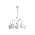Curved Arm Bell Chandelier 5 heads ∅ 24.8″ x H 15.7″ / Dia 63cm x H 40cm / White Chandelier