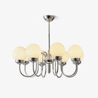 Curved Arm Chrome Globe Chandelier