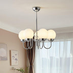 Curved Arm Chrome Globe Chandelier