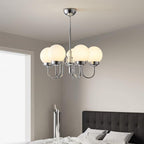 Curved Arm Chrome Globe Chandelier