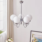 Curved Arm Chrome Globe Chandelier