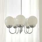 Curved Arm Chrome Globe Chandelier
