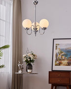 Curved Arm Chrome Globe Chandelier