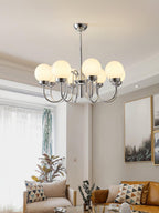 Curved Arm Chrome Globe Chandelier