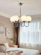Curved Arm Chrome Globe Chandelier