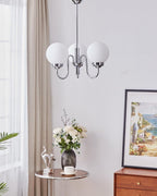 Curved Arm Chrome Globe Chandelier