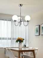 Curved Arm Chrome Globe Chandelier