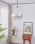 Curved Arm Chrome Globe Chandelier