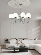 Curved Arm Chrome Globe Chandelier