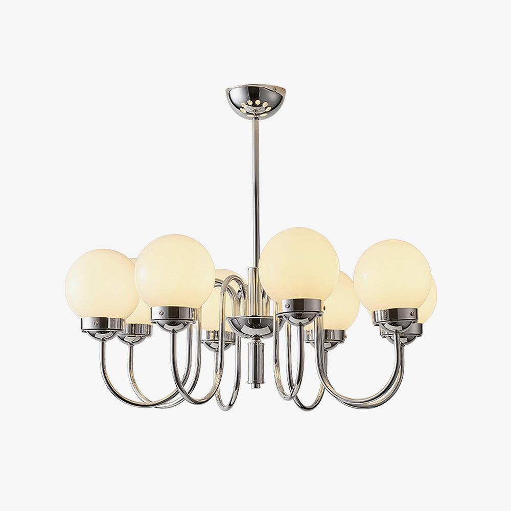 Curved Arm Chrome Globe Chandelier
