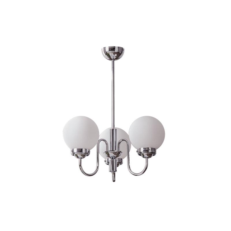 Curved Arm Chrome Globe Chandelier