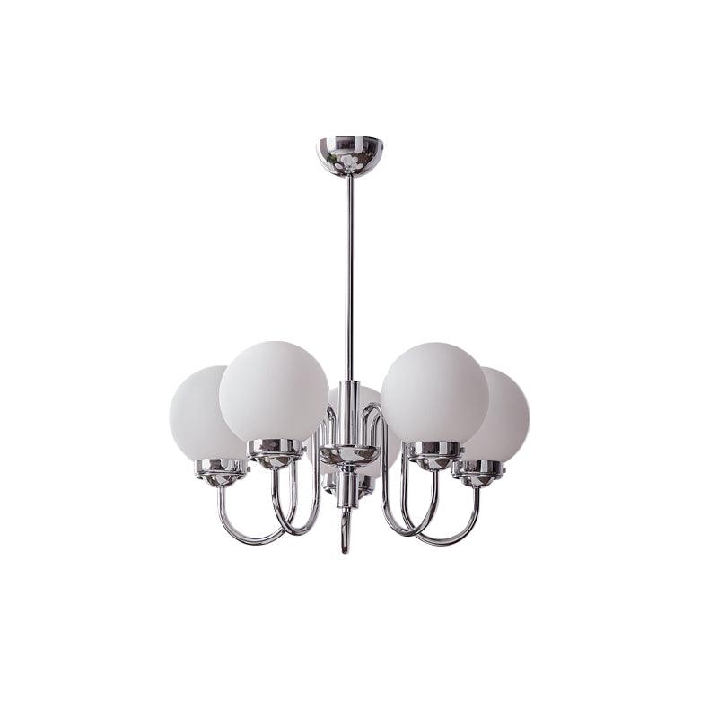 Curved Arm Chrome Globe Chandelier