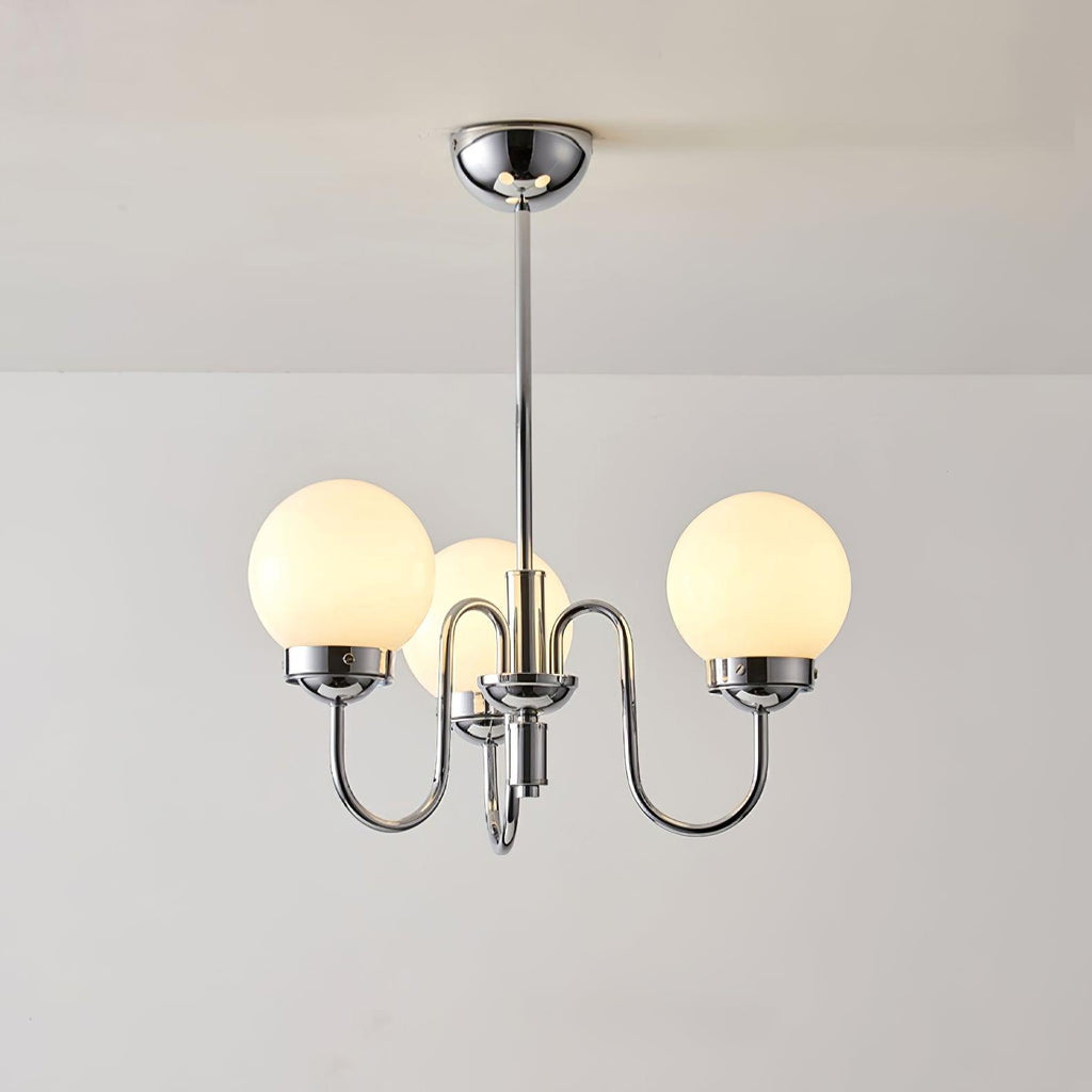Curved Arm Chrome Globe Chandelier
