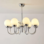 Curved Arm Chrome Globe Chandelier