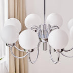 Curved Arm Chrome Globe Chandelier