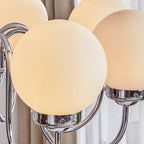 Curved Arm Chrome Globe Chandelier