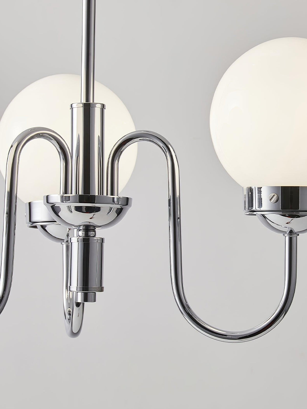 Curved Arm Chrome Globe Chandelier