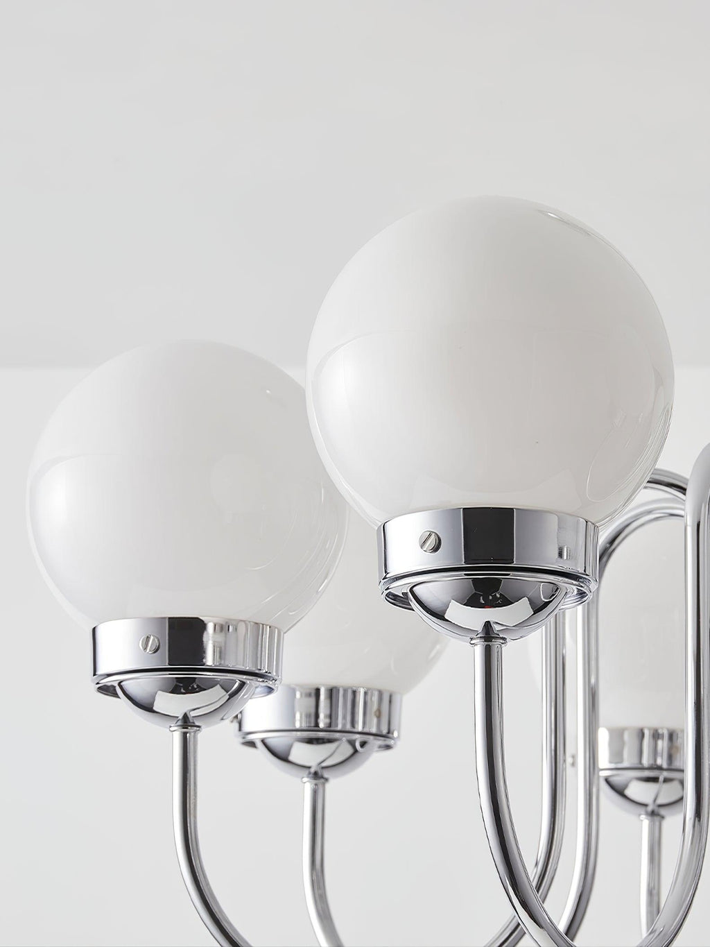 Curved Arm Chrome Globe Chandelier