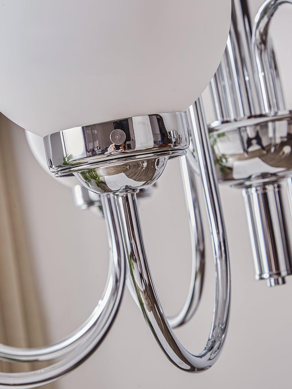 Curved Arm Chrome Globe Chandelier
