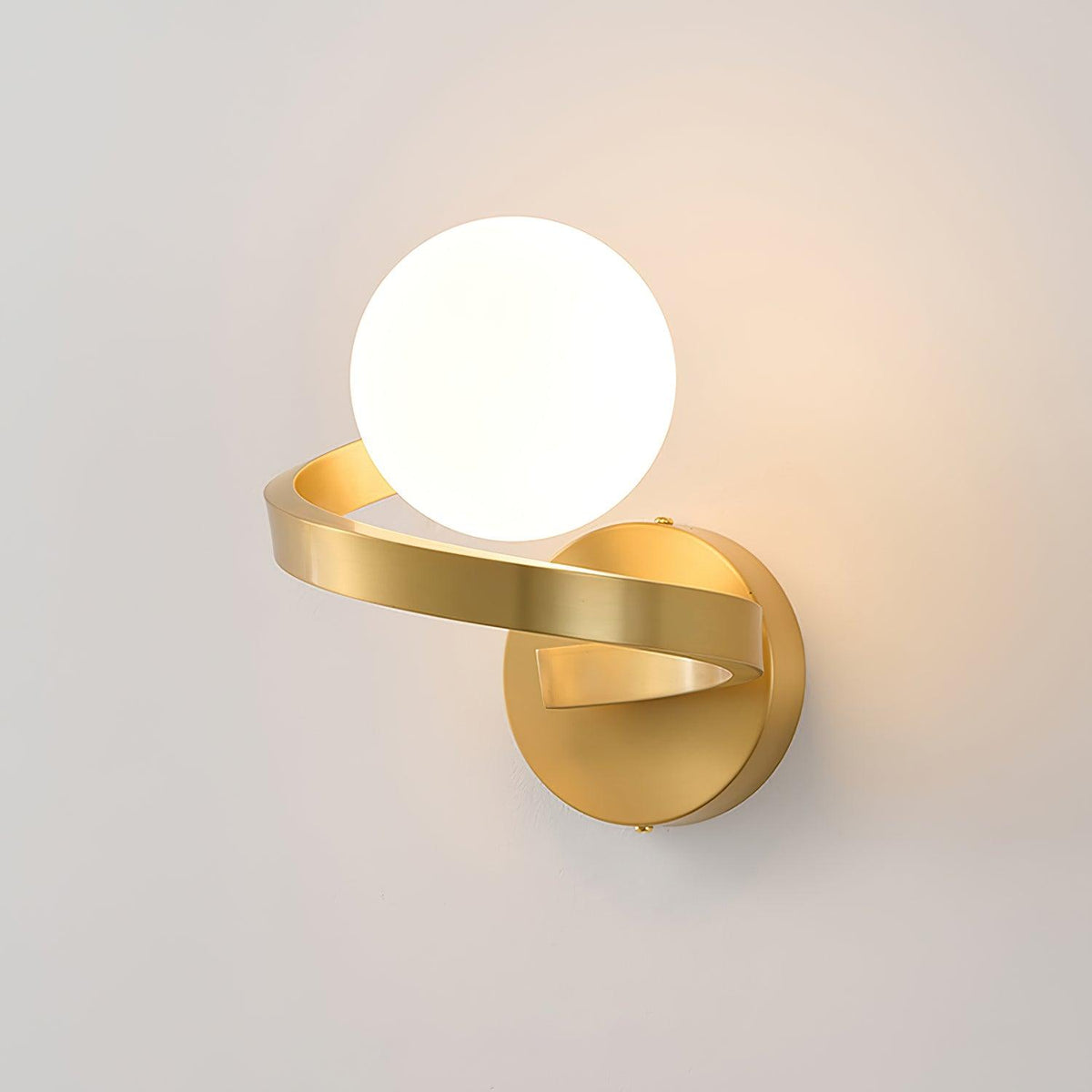 Curved Brass Wall Lamp ∅ 5.9″ x W 57.1″ x H 7.9″ / Dia 15cm x W 18cm x H 20cm / Brass & White Wall lamp
