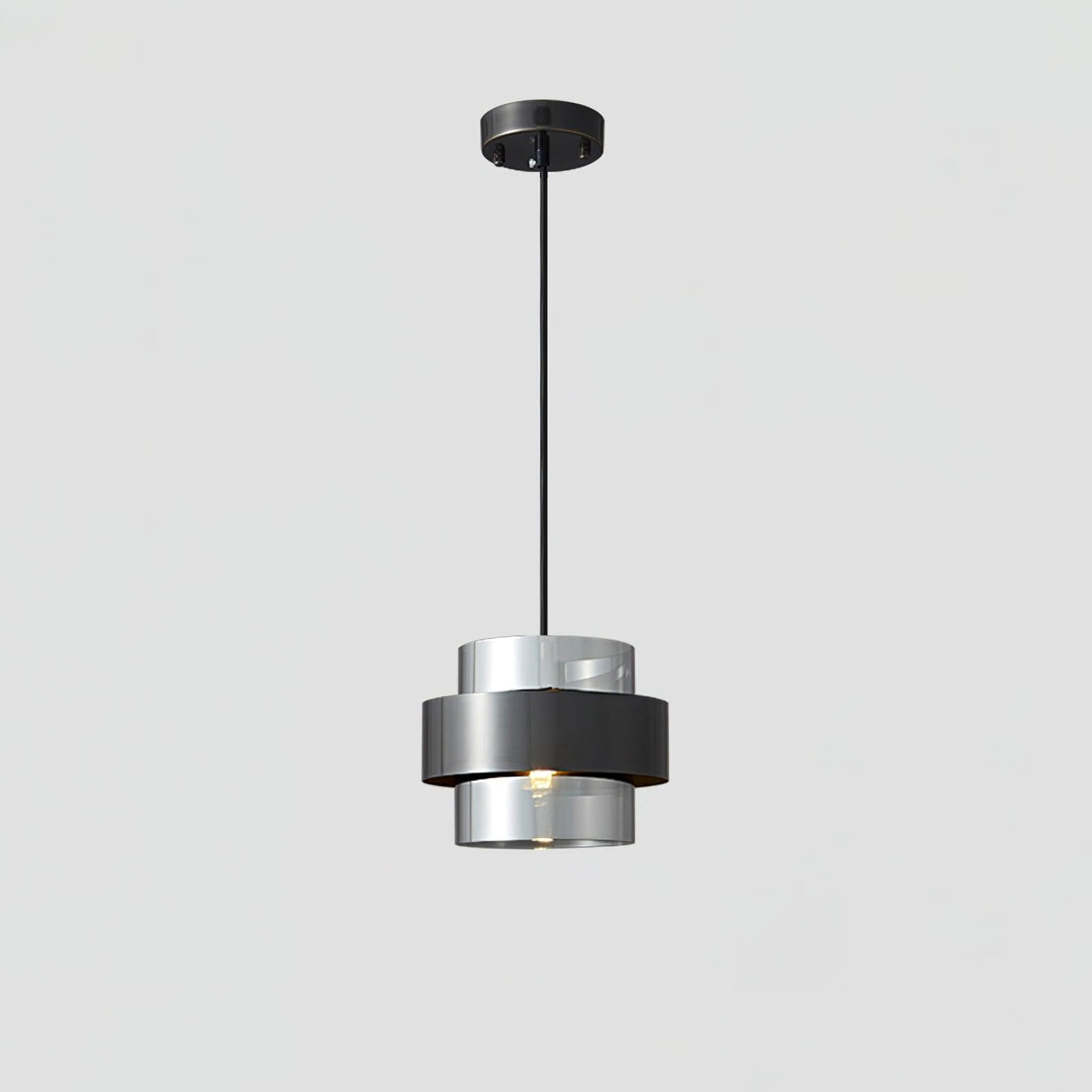 Cylinder Down Pendant Lamp ∅ 7.5″ x H 5.9″ / Dia 19cm x H 15cm / Black & Grey Pendant light