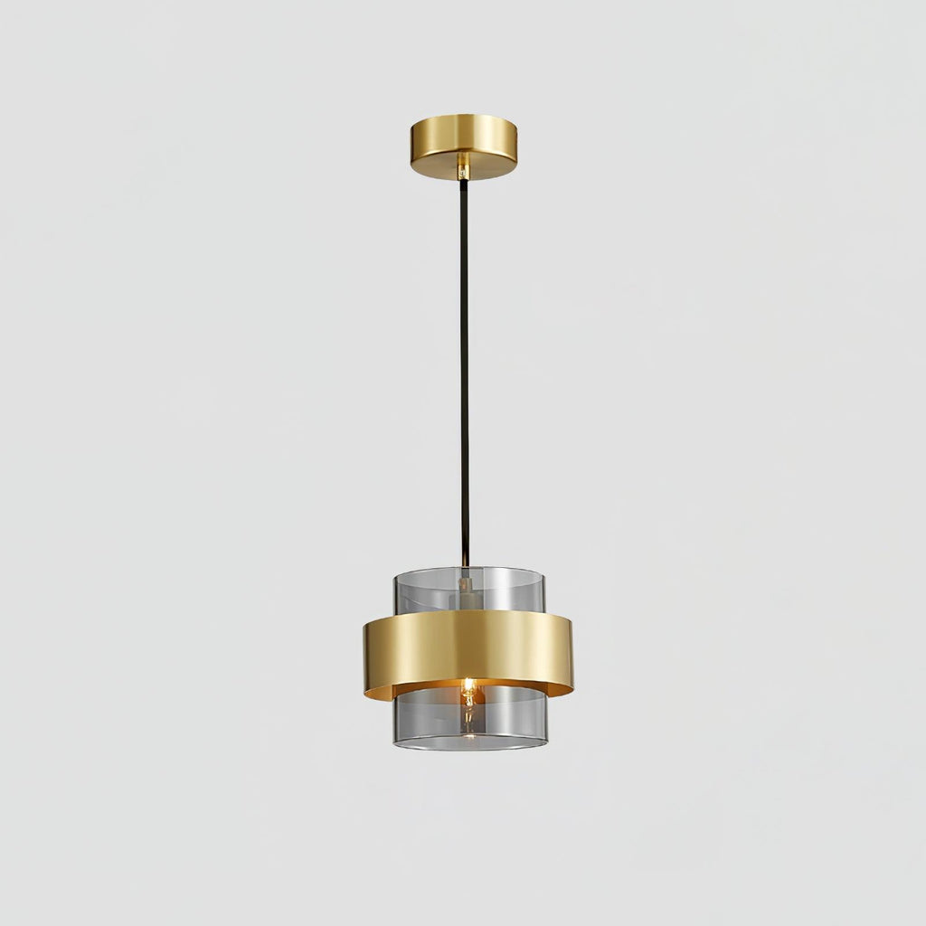 Cylinder Down Pendant Lamp ∅ 7.5″ x H 5.9″ / Dia 19cm x H 15cm / Brass & Grey Pendant light