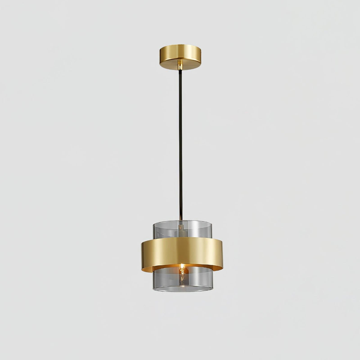 Cylinder Down Pendant Lamp ∅ 7.5″ x H 5.9″ / Dia 19cm x H 15cm / Brass & Grey Pendant light