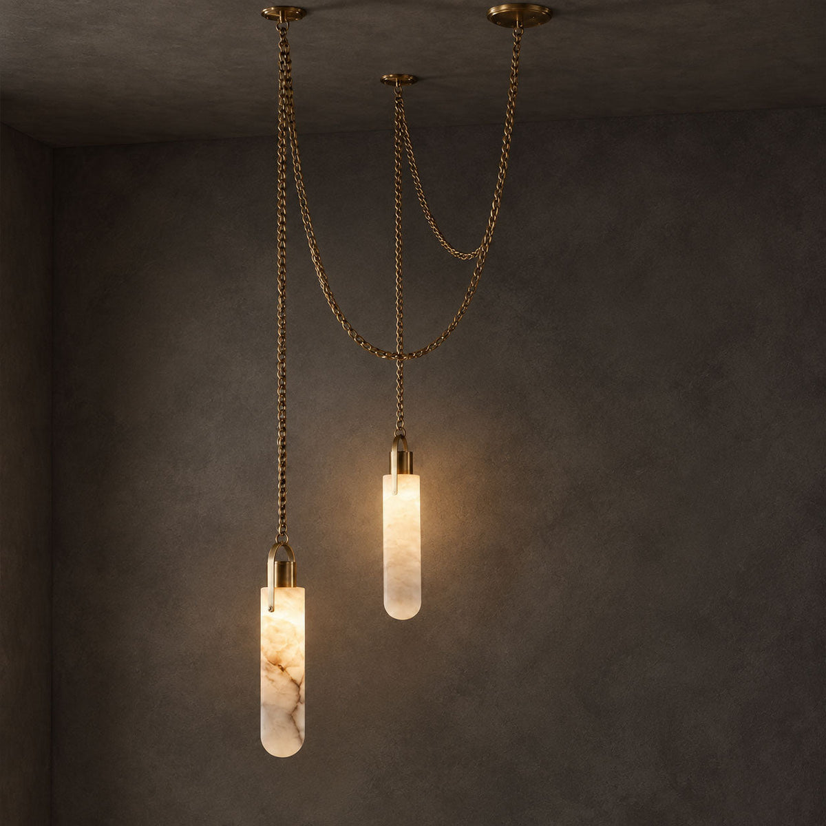 Cylindrical Cluster Alabaster Chandelier