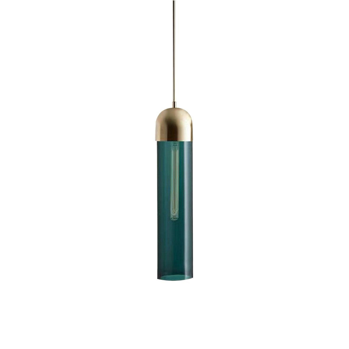 Cylindrical Glass Pendant Light Dia 10cm x H 40cm / ∅ 3.9″ x H 15.7″ / Dark Green Pendant light