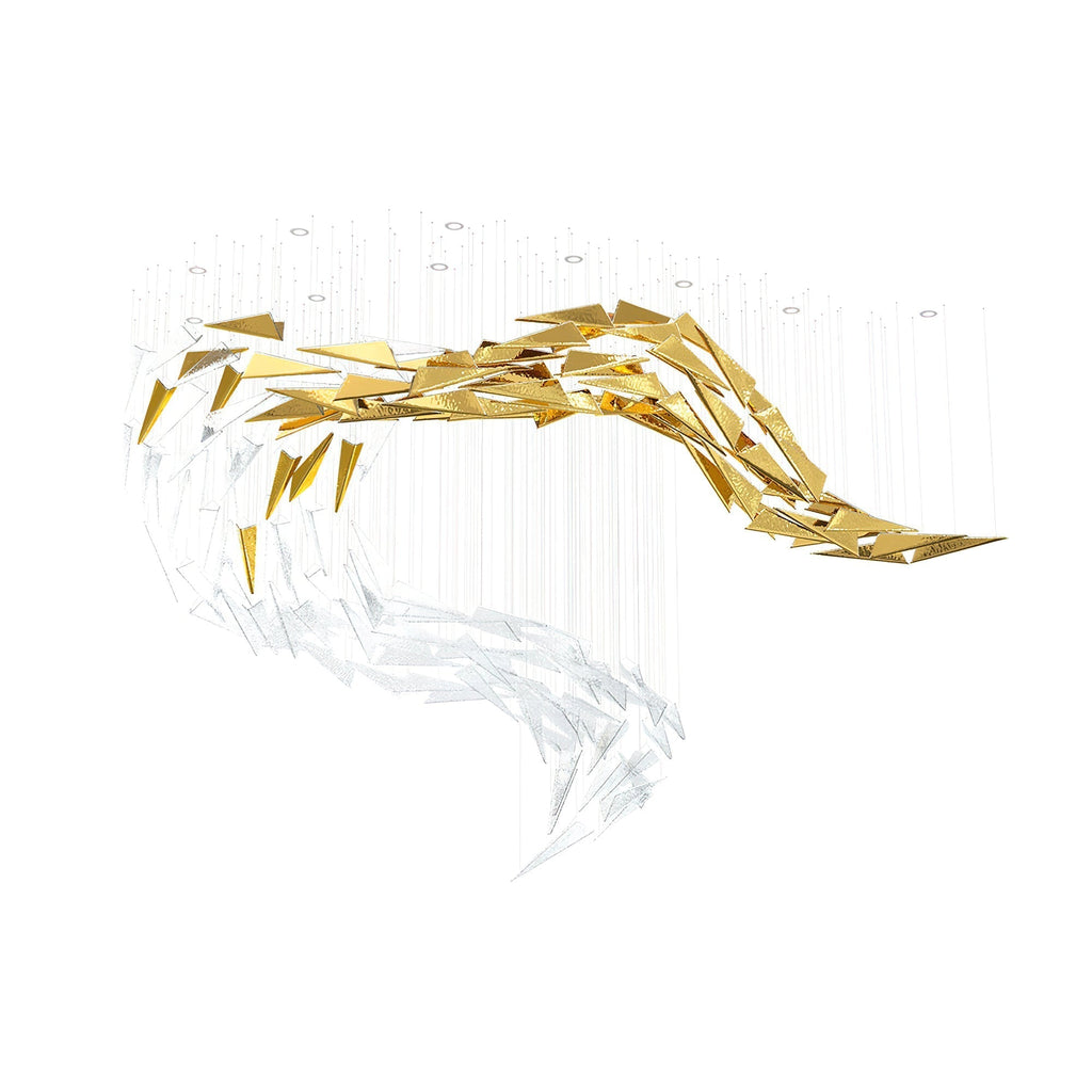 Breeze Chandelier L 39.4″ x H 78.7″ / L 100cm x H 200cm / Gold & Clear / Warm Light Chandelier