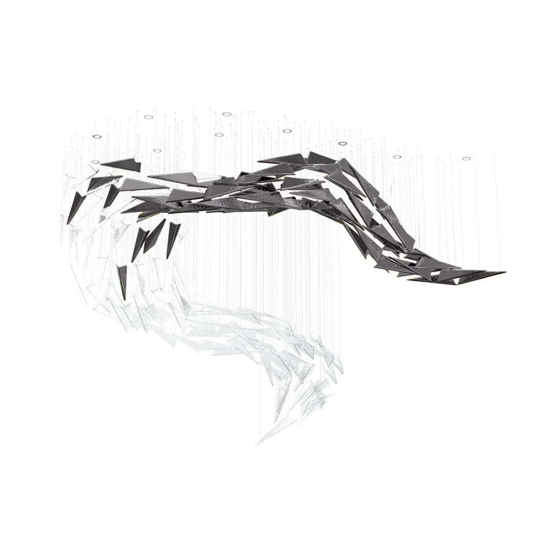 Breeze Chandelier L 39.4″ x H 78.7″ / L 100cm x H 200cm / Black & Clear / Warm Light Chandelier