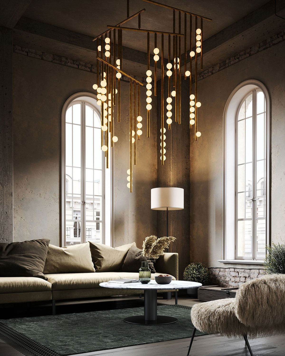 Brass Glass Drop Chandelier Chandelier