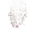 Flying Glass Feather Chandelier L 220cm x W 60cm x H 250cm / L 86.6″ x W 23.6″ x H 98.4″ / Clear & Pink / Warm Light