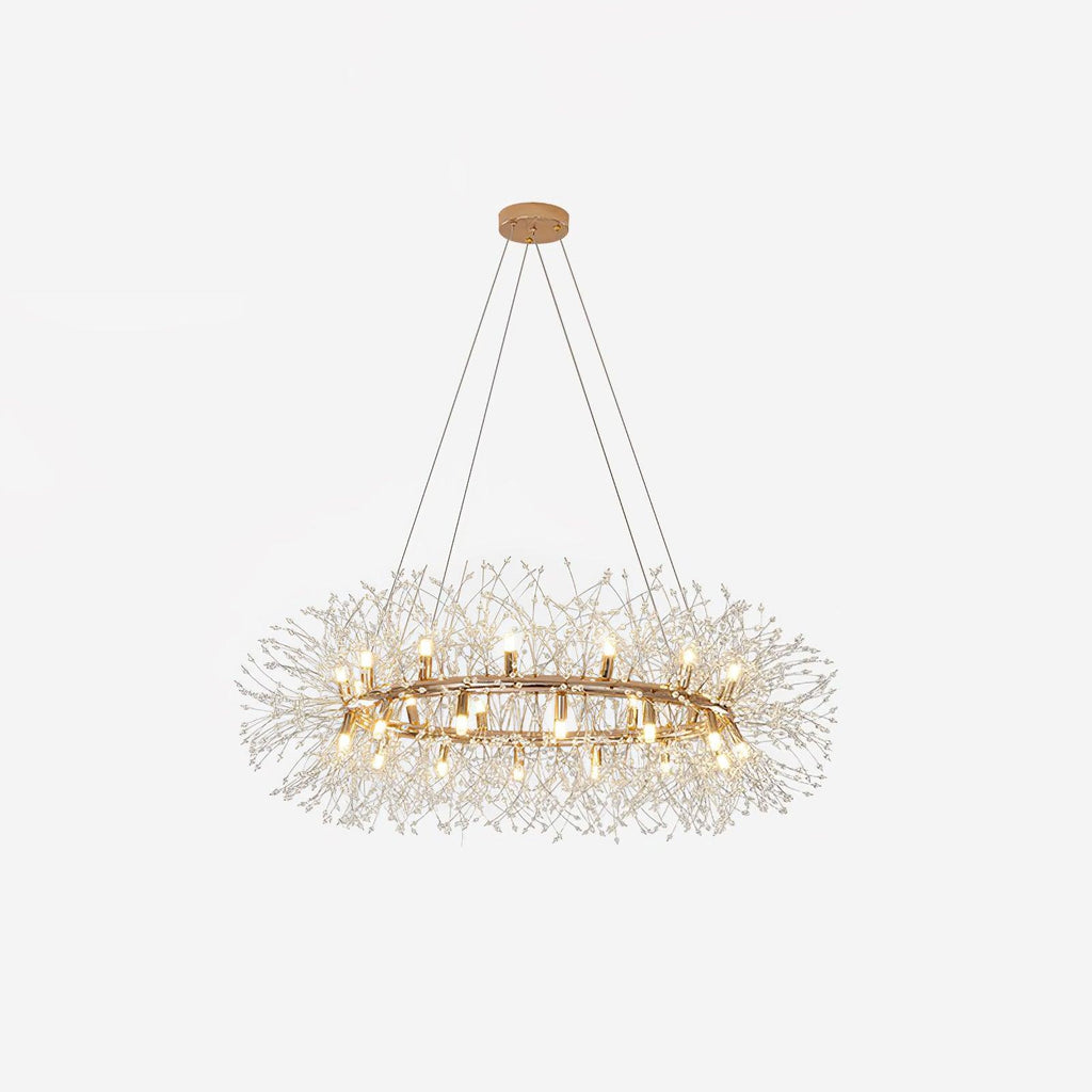 Dandelion Round Chandelier ? 29.5″ x H 59.1″ / Dia 75cm x H 150cm (G9*12) / Clear Glass & Gold Chandelier