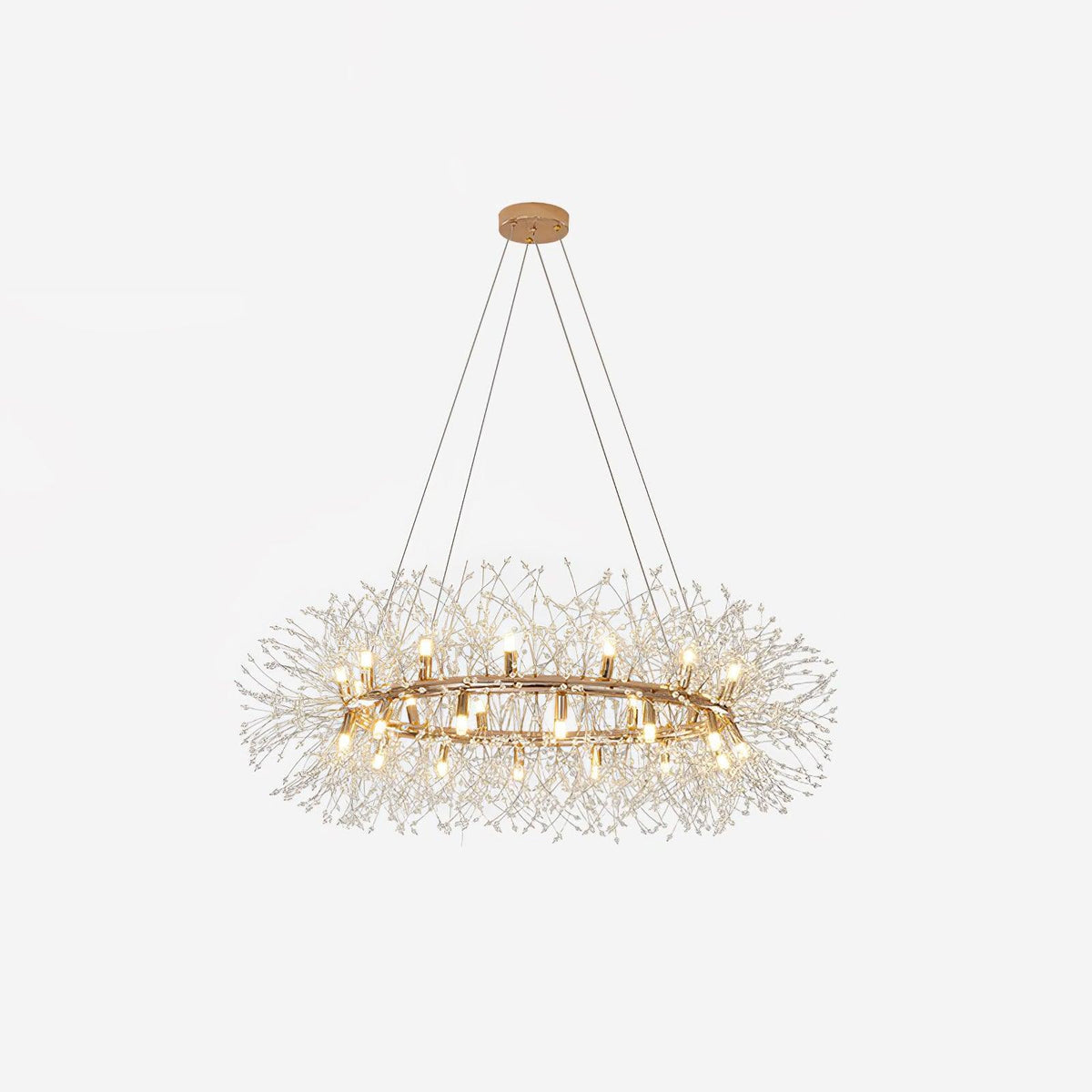 Dandelion Round Chandelier ? 29.5″ x H 59.1″ / Dia 75cm x H 150cm (G9*12) / Clear Glass & Gold Chandelier