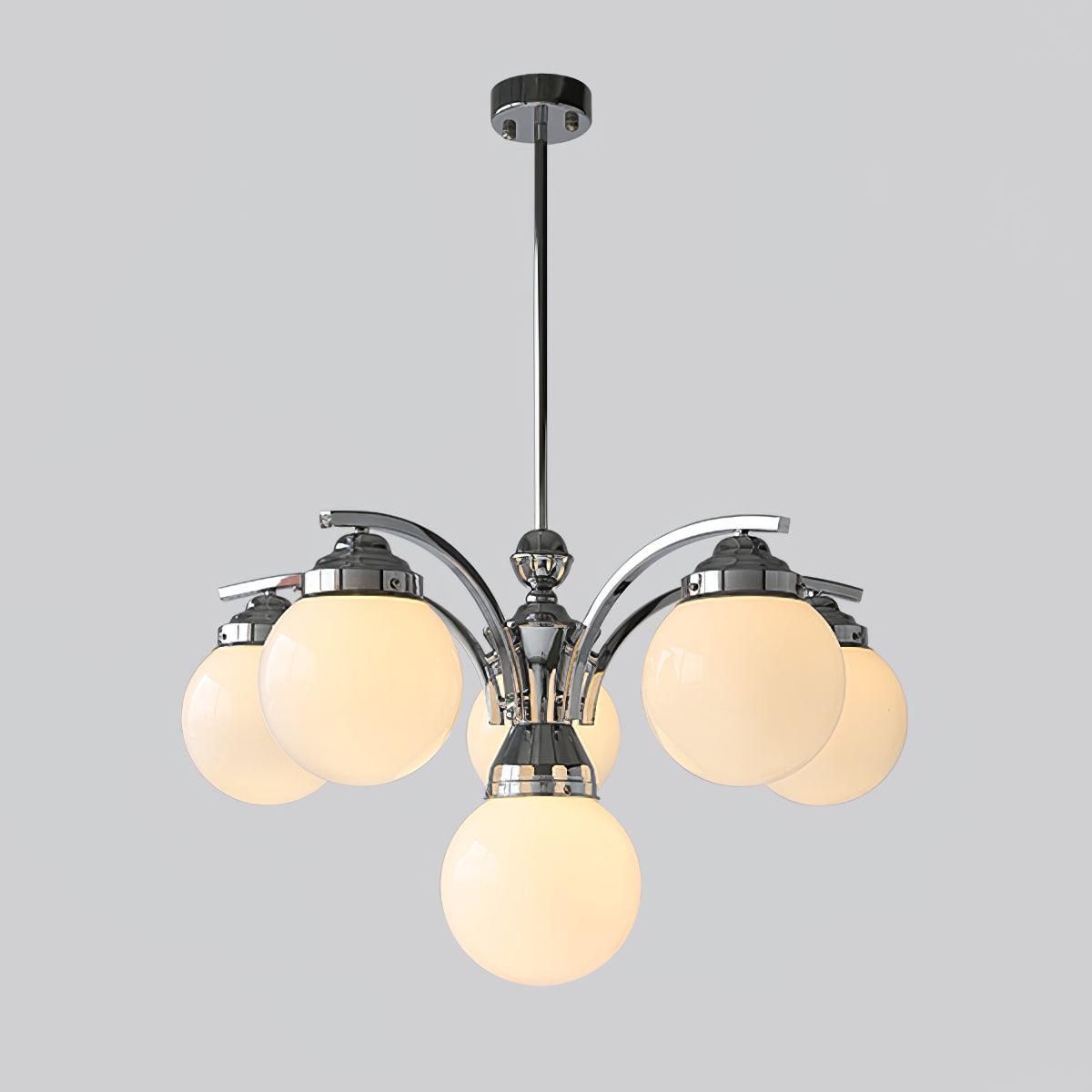 Dewdrop Globe Chandelier 6 heads B ? 29.5″ x H 17.7″ / Dia 75cm x H 45cm / Chrome + White Chandelier