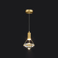 Diamond Pendant Lamp 1heads ? 5.3″ x H 6.6″/ Dia 13.5cm x H 17cm / Brass & Clear / Three-color changing light Pendant