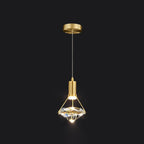 Diamond Pendant Lamp 1heads ? 5.3″ x H 6.6″/ Dia 13.5cm x H 17cm / Brass & Clear / Three-color changing light Pendant