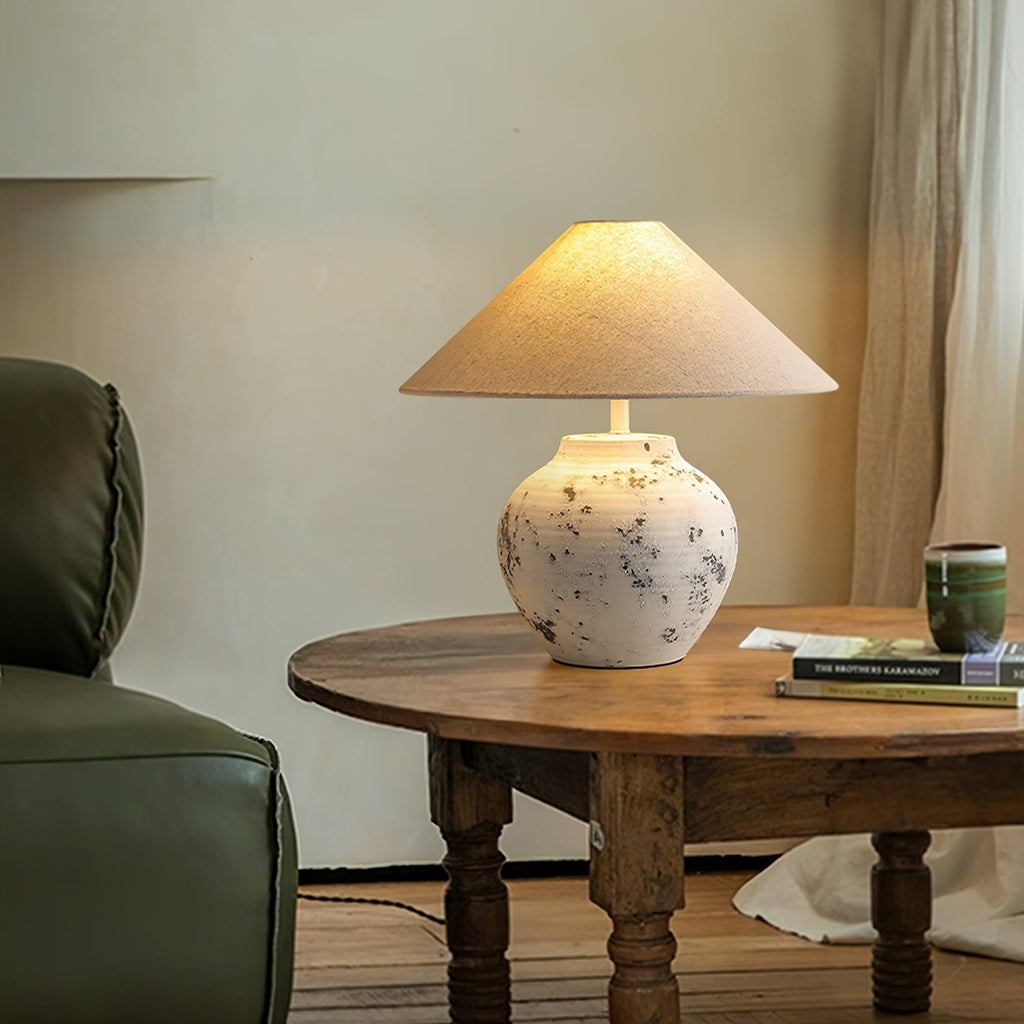 Distressed White Ceramic Table Lamp